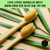 생분해 친환경 대나무 칫솔 제로웨이스트 챌린지 칫솔 천연 대나무 소재로 만든 무공해 칫솔 미세모 10P 세트, 옐로우10P