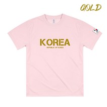 2023년 NEW KOREA 남여공용 대한민국 코리아 메탈릭 골드 면 쿨론 반팔티