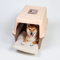 조브라운 강아지 고양이 케이지 켄넬 이동장 쿠션 방석 매트, 매쉬가죽, 베이지