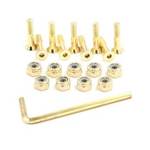 BESPEED 스케이트 보드 하드웨어 9피스 볼트 세트 데크 장착 나사 너트 육각 키 부품 의상 컬러 패스너 롱보드 크루저 최고의 실버 골든 그린 3.8cm(1 14인치) 2.5c, 0.88 Inches, Golden