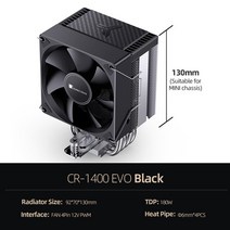 JONSBO CR1400EVO 4 히트 파이프 타워 CPU 쿨러 인텔 호환 LGA1700 115X 1200 AM5 냉각 팬 라디에이터 ARGB 공랭식 5V 3 핀 12V, 4.CR1400 EVO Black - As Show -