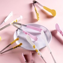cocooning 유아 어린이 성인 화목한 냥냥이 캐릭터 베이커리 빵집게, 소, 화이트