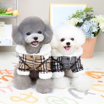 강아지겨울옷 강아지의류 강아지옷 체크 무스탕 자켓, 브라운_XL
