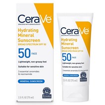 세라비 CeraVe 자외선 차단 크림 70.9ml 1팩 SPF 50 민감성 피부용 산화아연 & 이산화 티타늄 성분 함유 미네랄 (포장은 다를 수 있음), Mineral Sunscreen