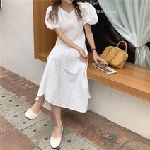 원피스 퍼프 여름 롱 드레스 A라인 하객룩 데이트룩