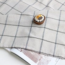 네이처데코 케냐 체크 사이드 테이블보 2color, 베이지, 62 cm × 62 cm