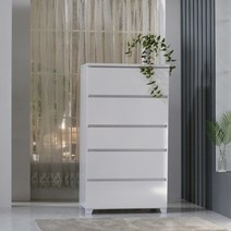 나무야스토리 샤인 광폭 800 5단 LPM 하이그로시 서랍장, 그레이화이트