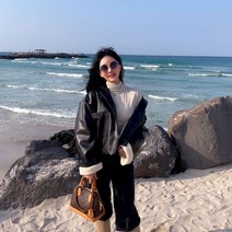 2corol 레더 오버핏 빅포켓 안감양모 무스탕 자켓
