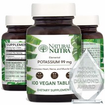 Natural Nutra Elemental Potassium 99mg 내추럴 뉴트라 포타슘 칼륨 99mg 100정, 1개