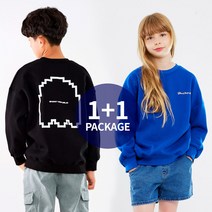 고스트리퍼블릭 주니어 백프린팅 오버핏 맨투맨 티셔츠 1+1 패키지
