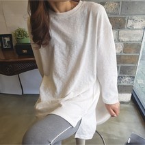 상상그이상 여성용 슬라브 언발 롱 티셔츠