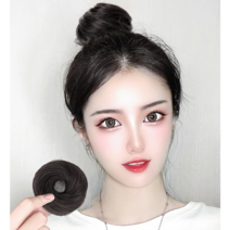 MOMOwig 5초 당고머리 메이커 똥머리메이커 올림머리밴드 와이 [A001/A005], 스트레이트, 내추럴블랙