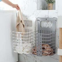 접이식 빨래바구니 세탁 런드리백 다용도 바구니 틈새 빨래통, 걸이빨래통_화이트대
