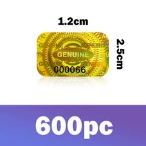 300/600pcs 2.5x1.5cm 보안 씰 홀로그램 보증 레이저 라벨 일련 번호, 골드 600PCS