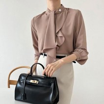 다잇템 여자 진주 알바 롱슬리브 폴라넥 블라우스