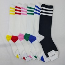 여성 칼라삼선 롱삭스 장목 긴목 종아리 칼라 패션 목긴 국산 양말