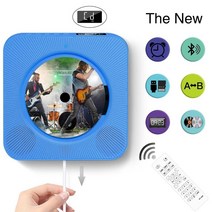 레트로 벽걸이 CD 플레이어 휴대용 투명 CDP Bluetooth DVD 반복 워크맨, 블루 스크린 CD 플레이어 + 블루투스 + 4종