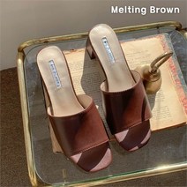 로즈블로썸 멜팅브라운 여성 데일리 토오픈 미들힐 뮬 슬리퍼 9color (8258935)