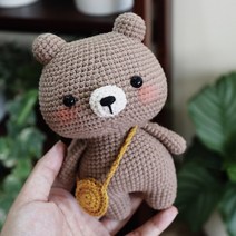 코바늘인형뜨기 애착인형 태교뜨개질 집콕취미, 곰돌이, 1개