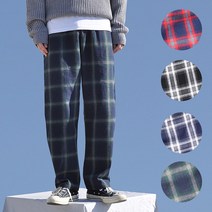 1+1 남녀공용 편한 봄 타탄체크 밴딩팬츠 4color 체크무늬 고무줄 일자 커플 여름
