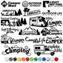 캠핑로고스티커1 자동차데칼스티커 캠핑카 카고트레일러 카라반꾸미기 아웃도어, 1개, 회색XS