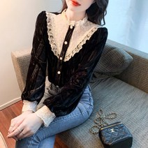 KORELAN 실사현물신상품레이스패치긴팔반폴라벨벳가디건원컬러겨울레이스
