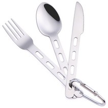 캠핑 스테인리스 커트러리 4P 세트 고리 포함 스푼 포크 나이프 감성캠핑 캠핑용품