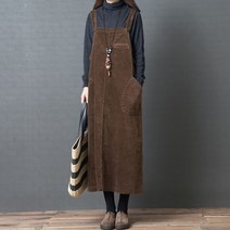 [오노마] ONM 올더스타일 루즈핏 코듀로이 멜빵 여성원피스
