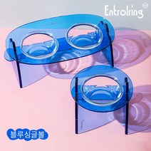엔트롤링 크리스털 캣츠볼 개볼 싱글 더블볼 경추 미끄럼 방지 캣츠도그 용품, 블루싱글볼