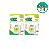GUM 검 치과 그린 왁스 휴대 치실 (50m) 2개, 단품