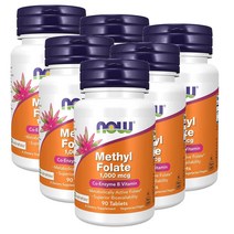 나우푸드 활성 엽산 1000 mcg 90정 NOW Methyl Folate, 6팩