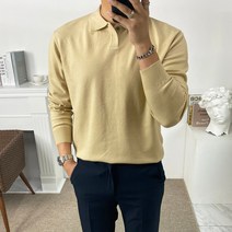 구스마켓 부드러운 남성용 스판 긴팔 카라 니트 티셔츠 [6컬러]