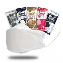 KF94 방역 다양한색상 도매매1개 (5매) 화이트 블랙 핑크 베이지 그레이 대형 마스크 3중필터, 굿매너핑크