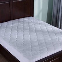 Home Elements Classic Down Alternative Quatrefoil Patterned Top Mattress Protector/Pad Queen Whit, 1, White