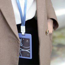 콘서트 티켓 목걸이 줄 케이스 출입증 입장권 병원 학생증 행사명찰 방문증 행사용 신분증 회사 사원증, 세로타입블루