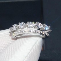 여성 S925 스털링 실버 물방울 크리스탈 큐빅 반지 검지 청순 심플 명품핏 여성스러운 더블링