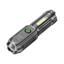 저스트씨 Mini Flashlight Telescopic Zoom Strong Light Torch LWaterproof Rechargeable Outdoor Camping Por, [02] A with side light
