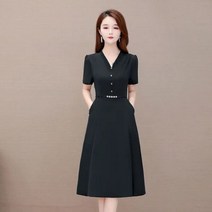 빅사이즈원피스 도트 77사이즈 롱니트 브이넥 짧은 소매 캐주얼 무릎 길이 빈티지 a 라인 드레스 플러스 사이즈 4Xl