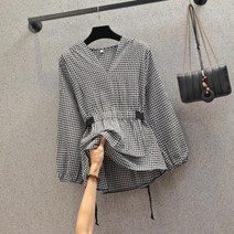 여성 데일리 허리 밴딩 블라우스