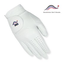 [3XG]컴포터블 스웨이드 골프장갑 오른손착용_좌타용, 화이트 로고 (블루 포인트)