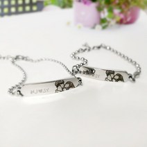 [비비쥬공방] 1+1 써지컬 커플팔찌 / 사진 드로잉 각인 / 체인팔찌 이니셜팔찌