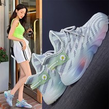요나걸 여성 신발 운동화 흰운동화 여성신발 경량운동화 통기성운동화 레인보우밑창 워킹화 패션운동화 사계절운동화 + 양말증정 (4cm)