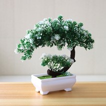 들꽃화방 데스크탑 장식 조화 개인책상 탁상화분 사무실책상 작은조화화분, 09 로터스 흰색&녹색