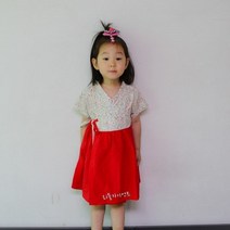 여름 여아 잔꽃 생활한복 원피스