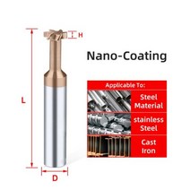 카바이드 T 슬롯 밀링 커터 텅스텐 스틸 엔드 밀 CNC 도구 금속 Al 구리 가공 선반 공구, D14x65L, nano-coating, H4.0