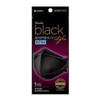 에어워셔 블랙 황사방역용마스크(KF94) LG생활건강 에어워셔 블랙마스크 (블랙 KF-94), 100매입