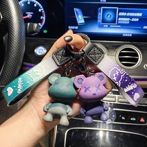 론조모니 2개 밴딩 슬래시 곰돌이 키링, 드림퍼플 1개+다크그린 1개