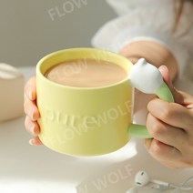 난초손잡이 세라믹 머그잔 여성 커피 컵, 은방울꽃 - 보라색