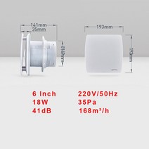 배기 팬 홈 욕실 주방 침실 화장실 저소음 환기 팬 호텔 벽 사일런트 추출기 파이프 배기 팬, 02 6 inch_01 220V
