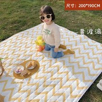 방수 소풍 돗자리 천 두꺼운 대형 매트 기계 빨 수 있는 접기 방습 아기 봄 비치 세탁 가능 한강 양면, M 옐로우 웨이브 200 190 cm